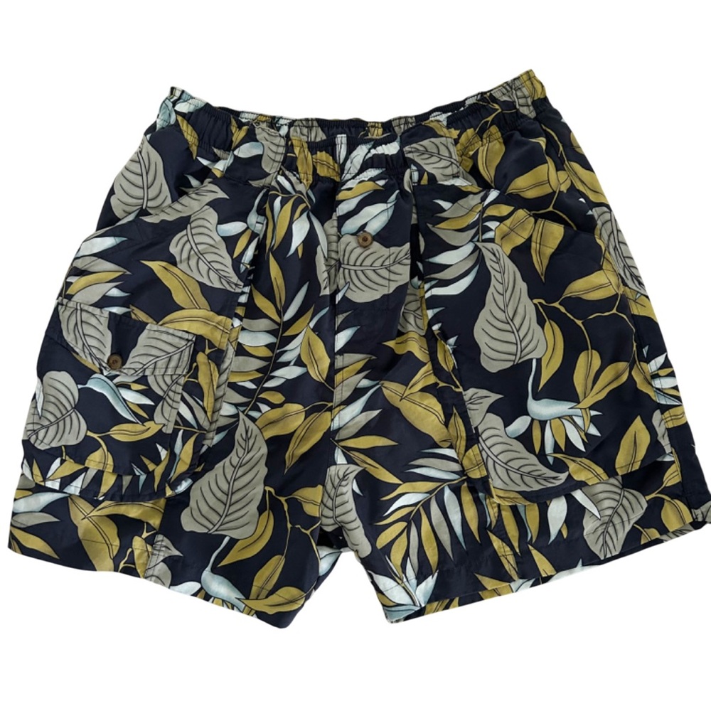 MEN’S TOMMY BAHAMA Swim Trunks SZ LARGE Leaf Print Board Shorts Summer Tropical